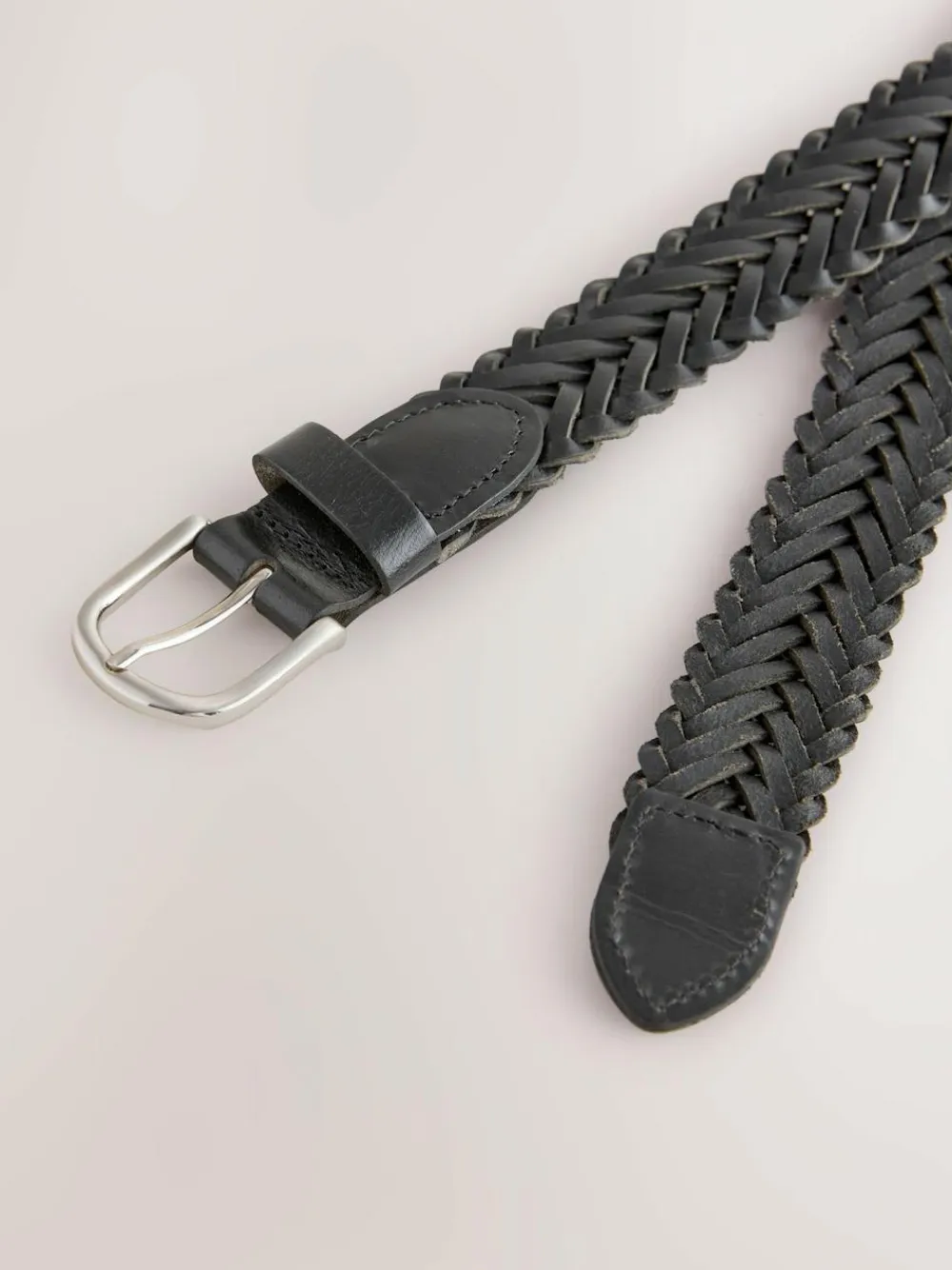 Clearance Next Hand Plaited Leather Belt Black