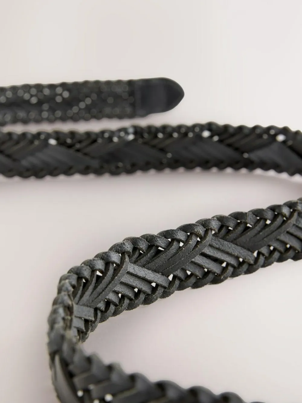 Clearance Next Hand Plaited Leather Belt Black