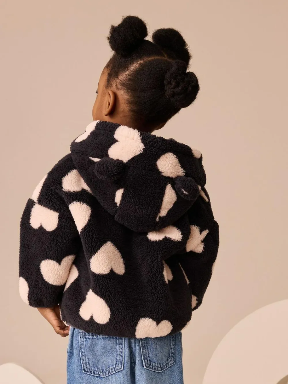 Discount Next Zip Through Fleece (3mths-7yrs) Black Heart Print