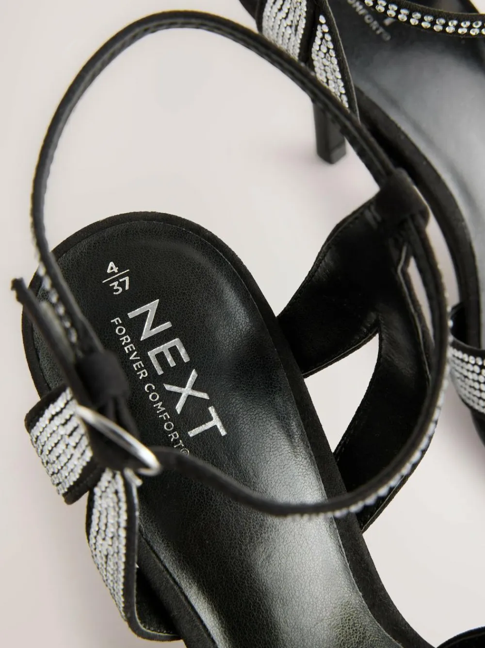 Hot Next Forever Comfort® Leather Lattice Front Heeled Sandals Black Heatseal