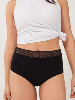 Next Black High Leg Medium Flow Period Knickers 2 Pack^Women Panties|All Lingerie