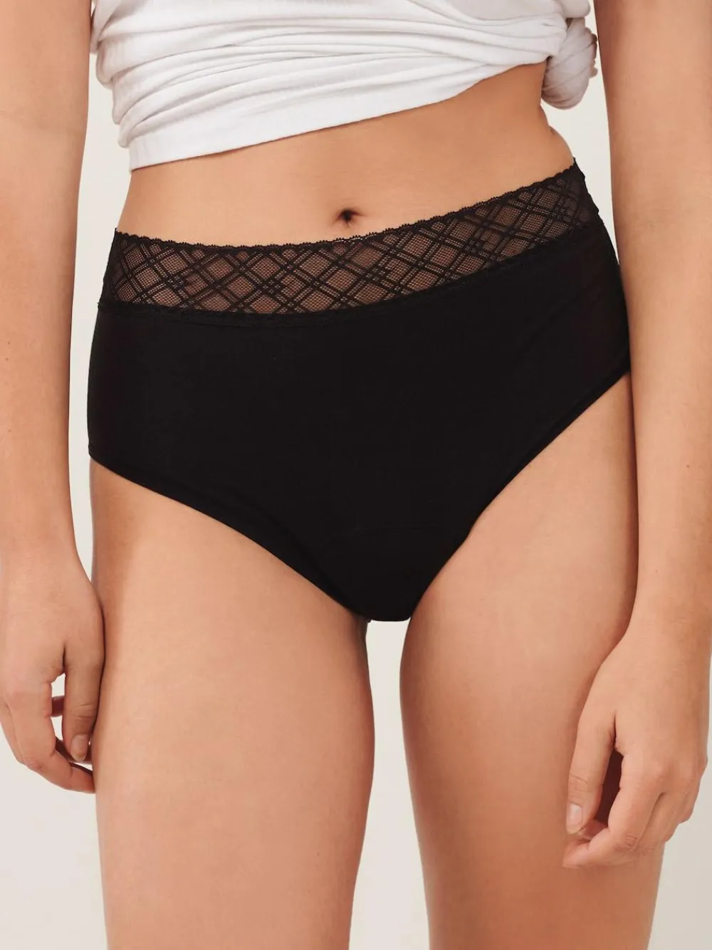 Next Black High Leg Medium Flow Period Knickers 2 Pack^Women Panties|All Lingerie