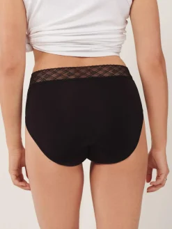Next Black High Leg Medium Flow Period Knickers 2 Pack^Women Panties|All Lingerie