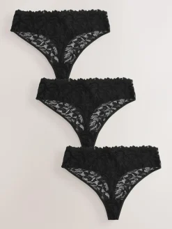 Next High Waisted Thong Lace Front NVPL Knickers 3 Pack^Women Panties|All Lingerie