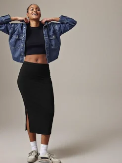 Outlet Next Black Jersey Midi Skirt