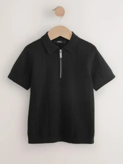 Next Knitted Zip Neck Polo Shirt (3-16yrs)^BOY Knitwear & Sweaters|Knitwear