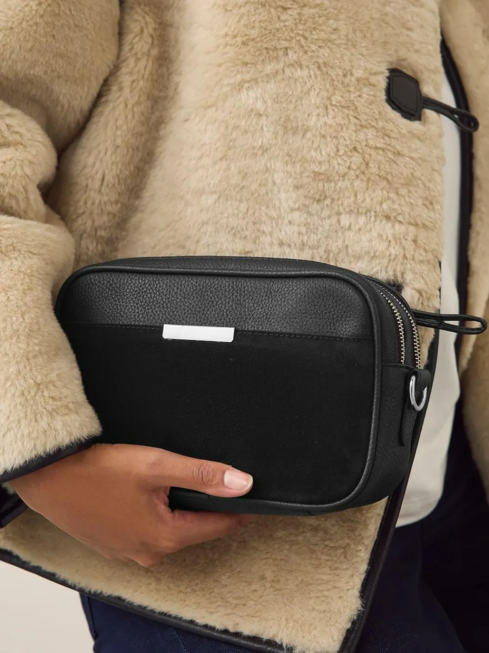 Next Black Leather Camera Bag