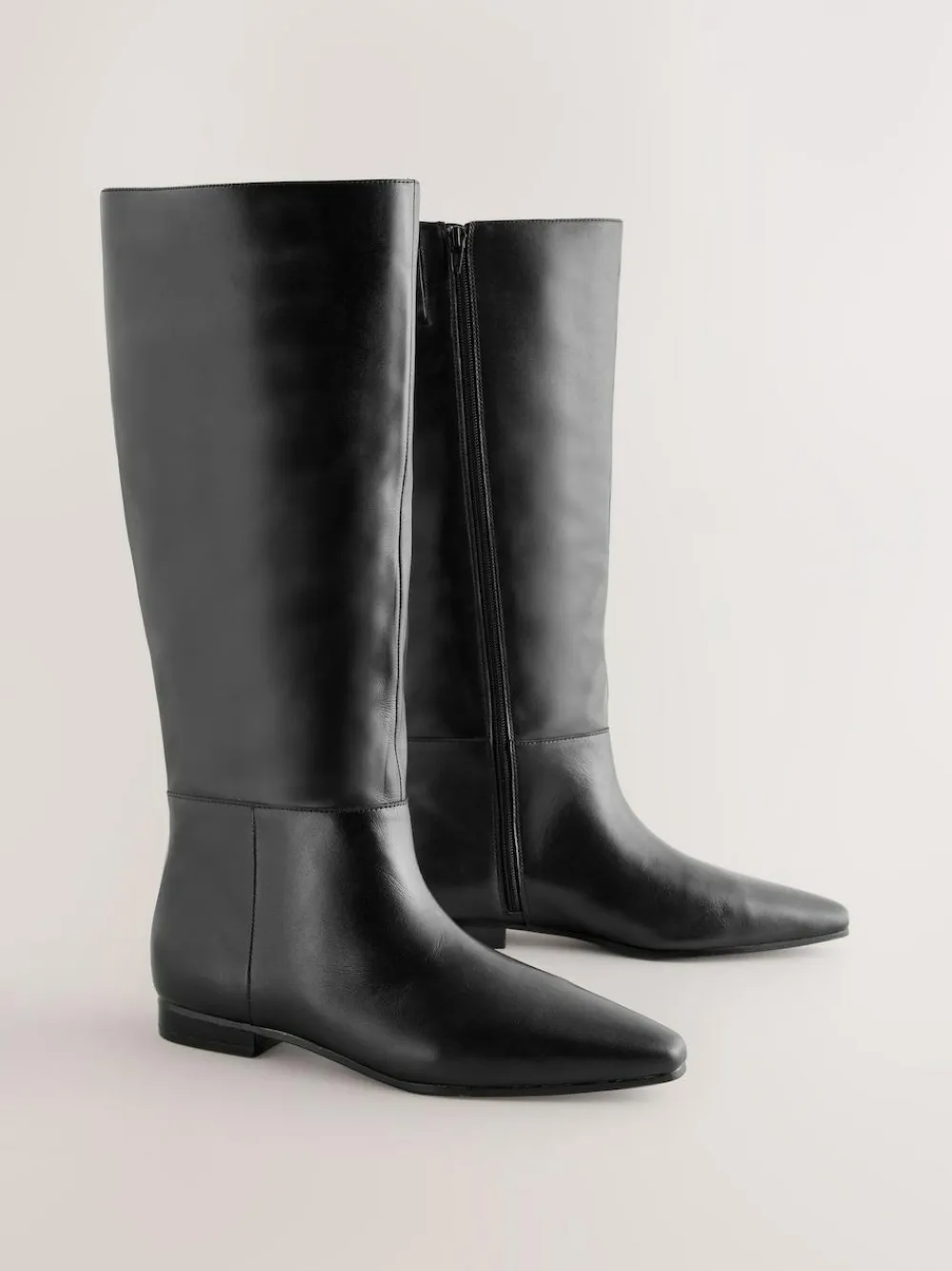 Sale Next Forever Comfort® Flat Chisel Toe Knee High Boots Black Leather