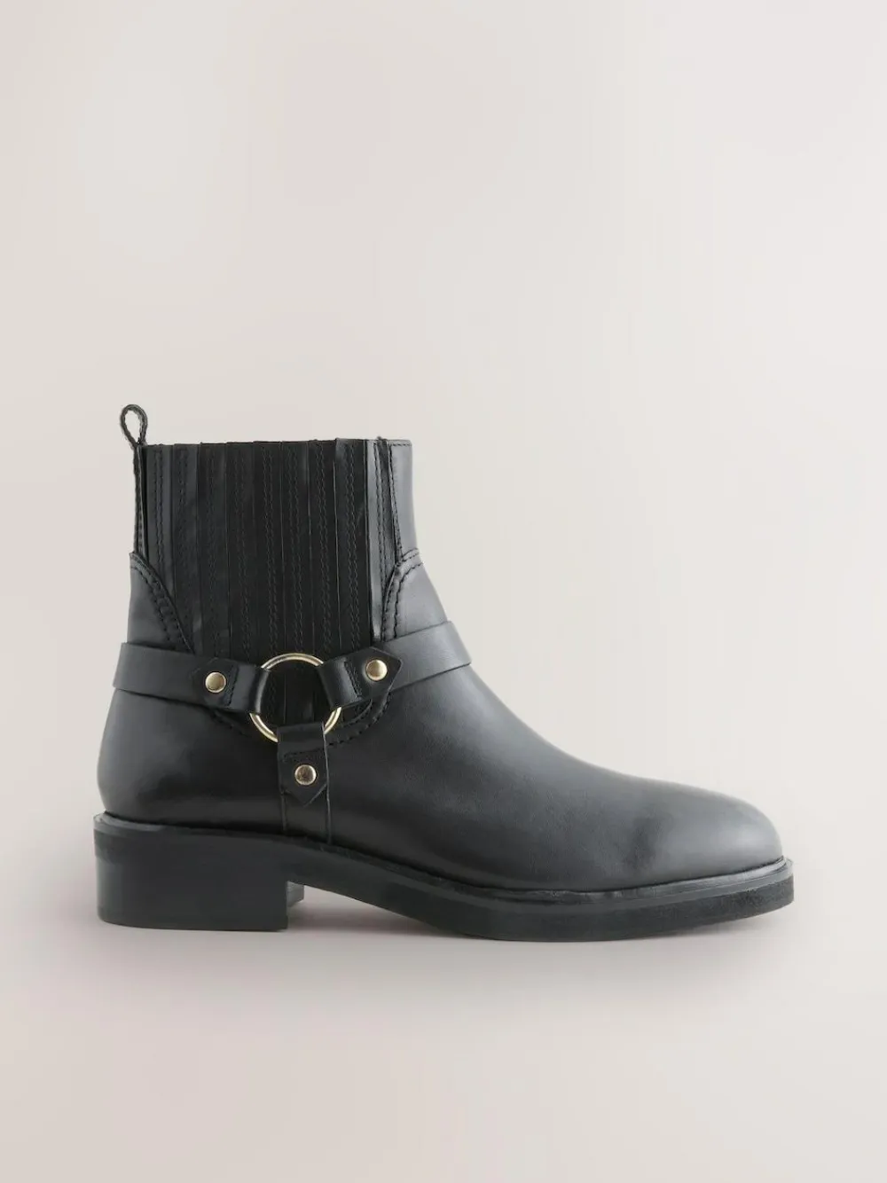 Clearance Next Black Leather Forever Comfort® Hardware Harness Chelsea Boots