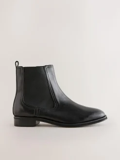 Sale Next Black Leather Standard/Wide Fit Forever Comfort® Chelsea Ankle Boots