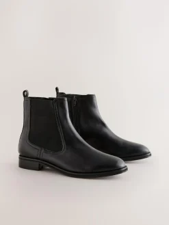 Sale Next Black Leather Standard/Wide Fit Forever Comfort® Chelsea Ankle Boots