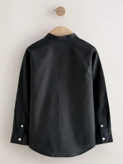 Next Long Sleeve Grandad Collar Oxford Shirt (3-16yrs) Black