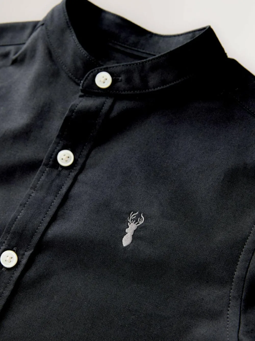 Next Long Sleeve Grandad Collar Oxford Shirt (3-16yrs) Black