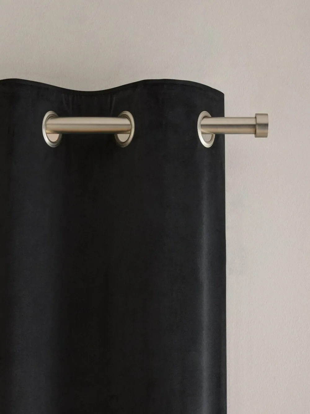 Discount Next Matte Velvet Faux Fur Trim out/Thermal Eyelet Curtains Black