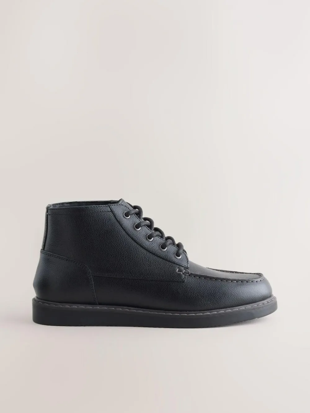 New Next Mid Wedge Leather Boots Black