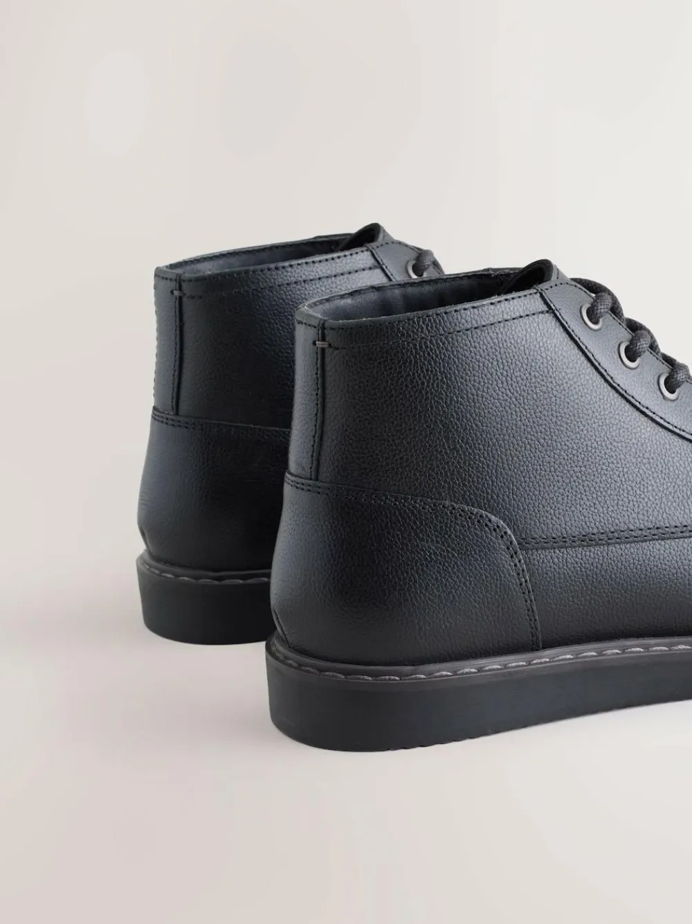 New Next Mid Wedge Leather Boots Black