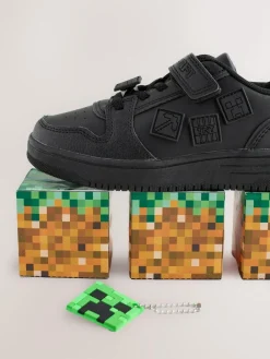 Outlet Next Black Minecraft School Touch Fastening Elastic Lace Shoes