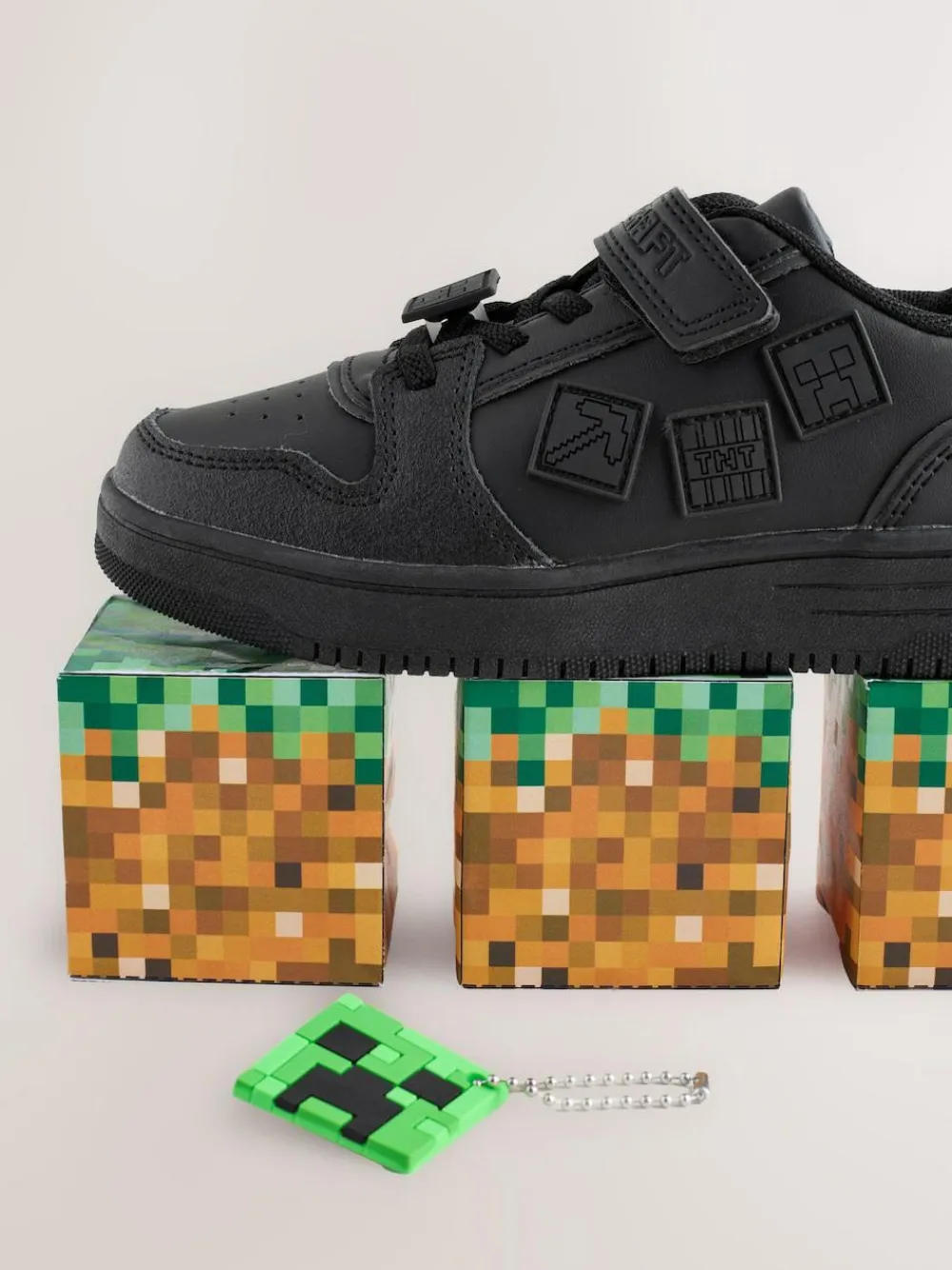 Outlet Next Black Minecraft School Touch Fastening Elastic Lace Shoes
