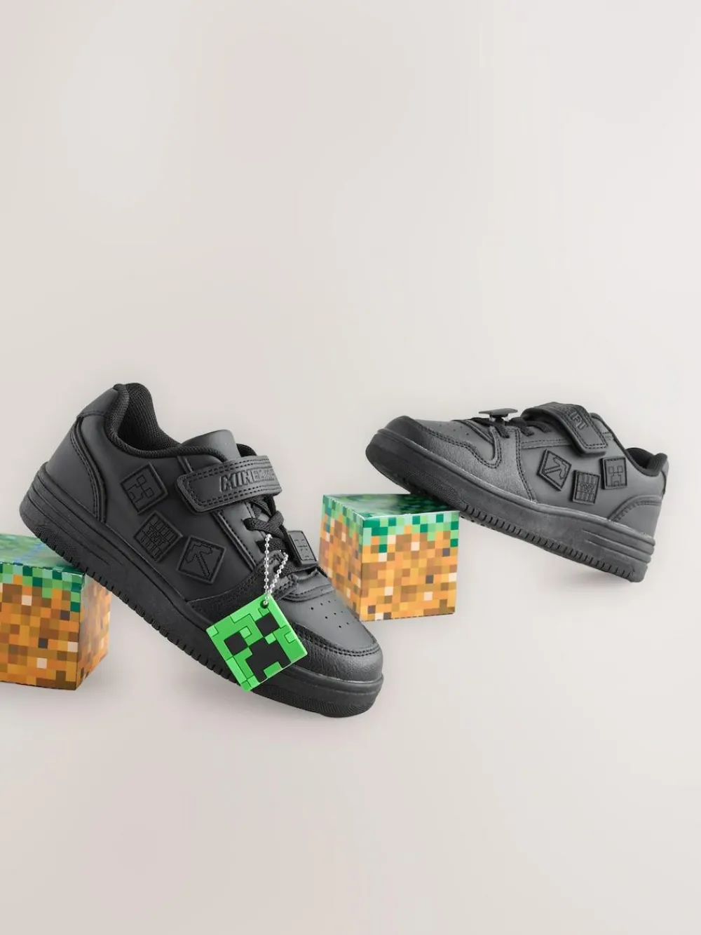 Outlet Next Black Minecraft School Touch Fastening Elastic Lace Shoes