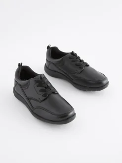 Next Black Narrow Fit (E) School Leather Lace-Up Shoes