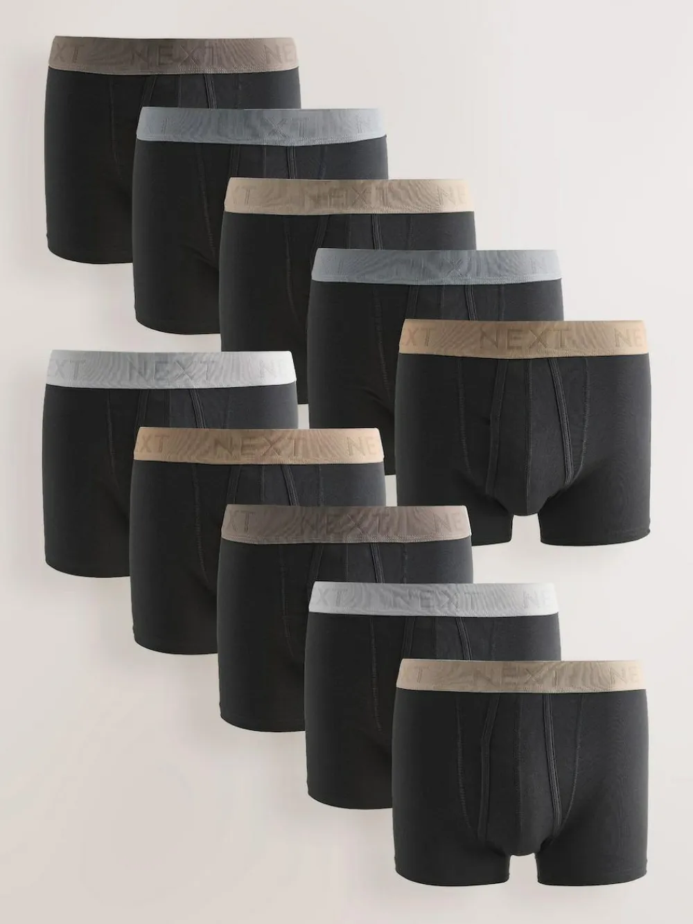 Hot Next Black Neutral Waistbands A-Front Boxers 10 Pack