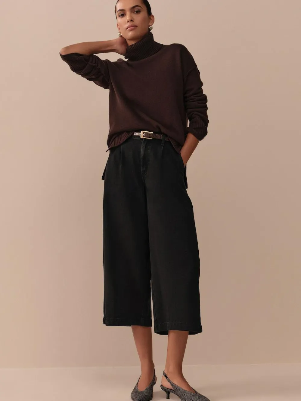Best Next N.Premium High Rise Culotte Jeans Black