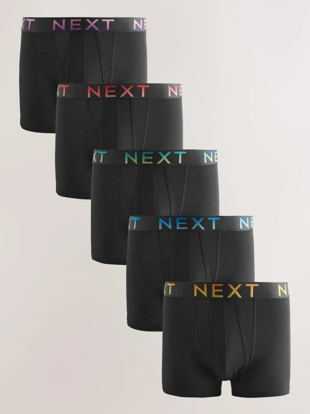 Next Black Ombre Waistband 5 Pack A-Front Cotton Rich Boxers^ Underwear|Underwear