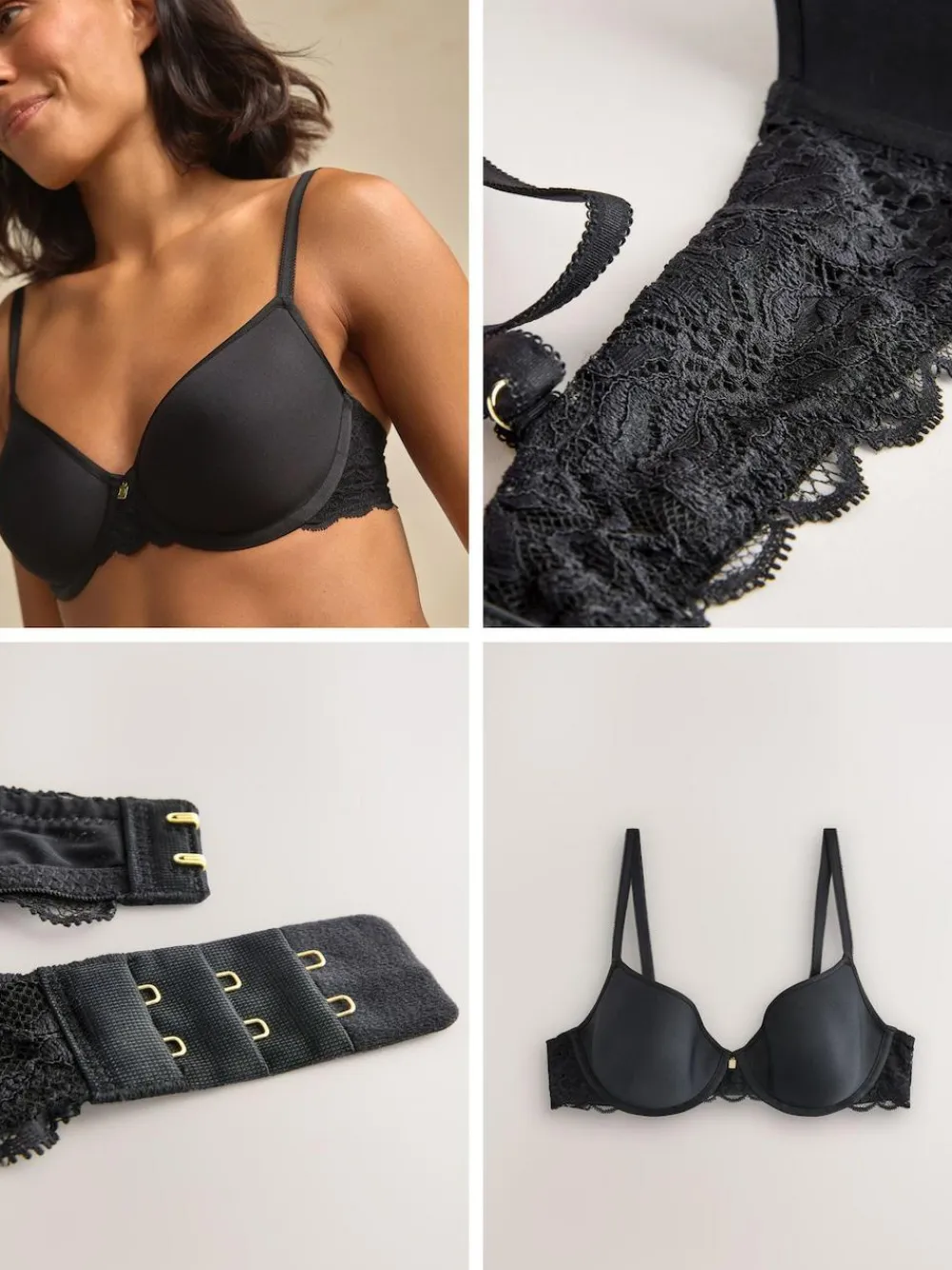 Outlet Next Pad Full Cup Premium Ultimate Comfort Lightweight Breathable T-Shirt Bra Black
