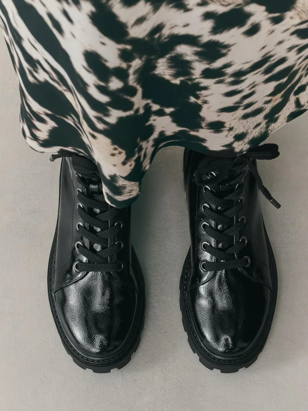 Best Next Black Patent Extra Wide Fit Forever Comfort® Lace-Up Boots