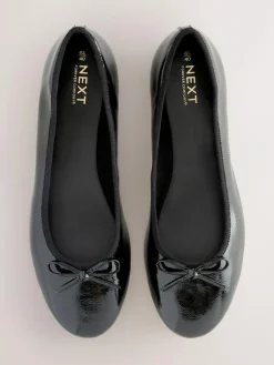 Outlet Next Extra Wide Fit Round Toe Ballerina Shoes Black Patent