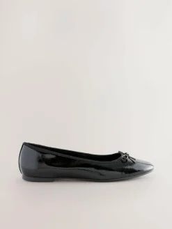 Outlet Next Extra Wide Fit Round Toe Ballerina Shoes Black Patent