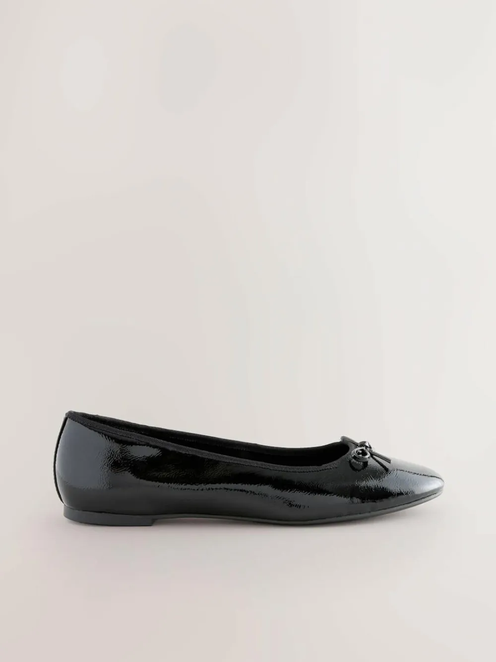 Outlet Next Extra Wide Fit Round Toe Ballerina Shoes Black Patent