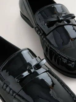 Hot Next Forever Comfort® Bow Detail Ruched Toe Loafers Black Patent
