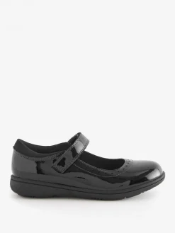 Next Black Patent Narrow Fit (E) School Leather Brogue Detail Mary Jane Shoes^ Shoes