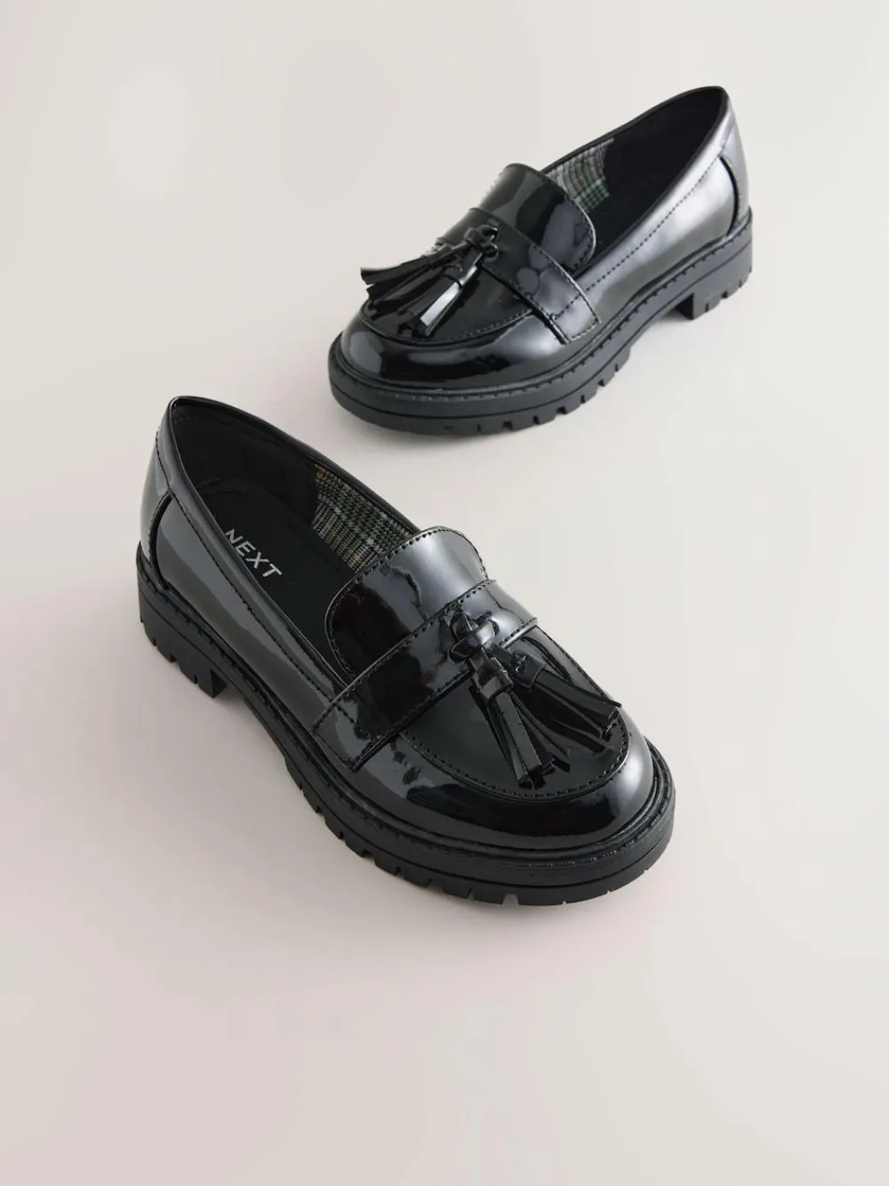 Next Black Patent School Chunky Tassel Loafers^ Shoes