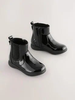 Discount Next Standard Fit (F) Leather Chelsea Ankle Boots Black Patent