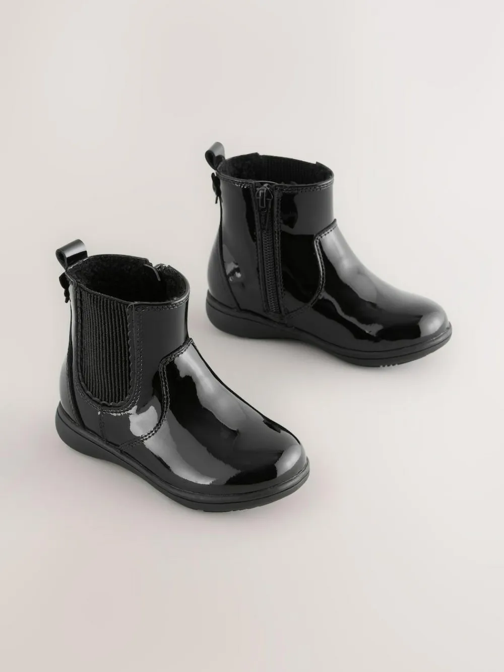 Discount Next Standard Fit (F) Leather Chelsea Ankle Boots Black Patent