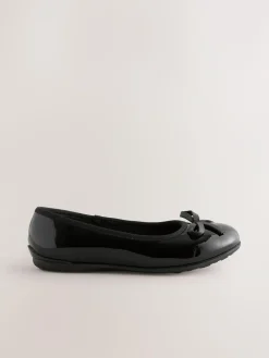 Sale Next Wide Fit (G) Leather Ballerina School Shoes Black Patent