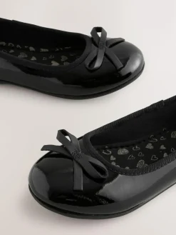 Sale Next Wide Fit (G) Leather Ballerina School Shoes Black Patent