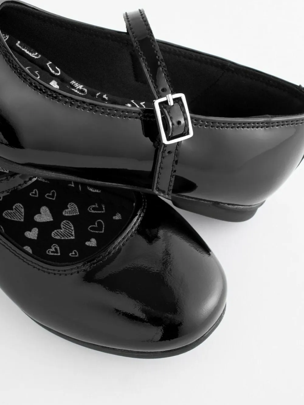 Next Wide Fit (G) Leather Mary Jane School Shoes Black Patent
