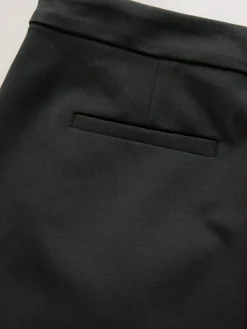 New Next Ponte Wide Leg Trousers With Gold Button Detailing Black