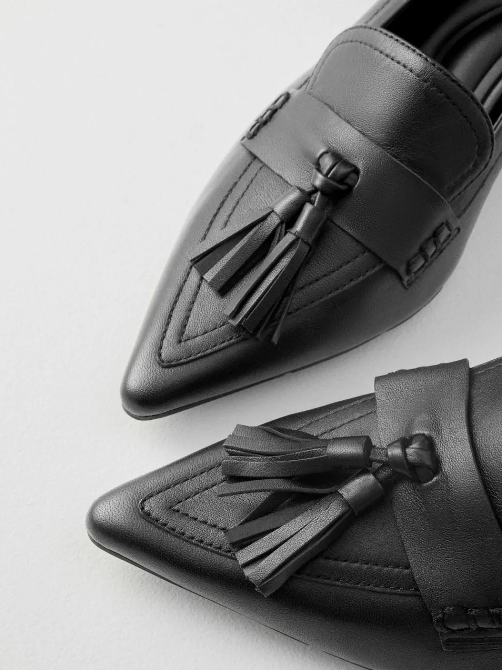 Next Premium Leather With Motionflex Point Toe Tassel Heels Loafers^Women Wide Fit & Extra Wide Fit|Heels