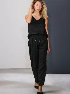 Next Pull On Tapered Trousers With Linen^Women Pants