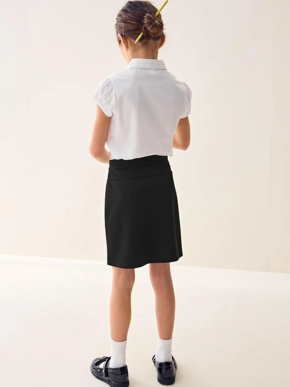 Online Next Pull-On Jersey Stretch School Pencil Skirt (3-18yrs) Black