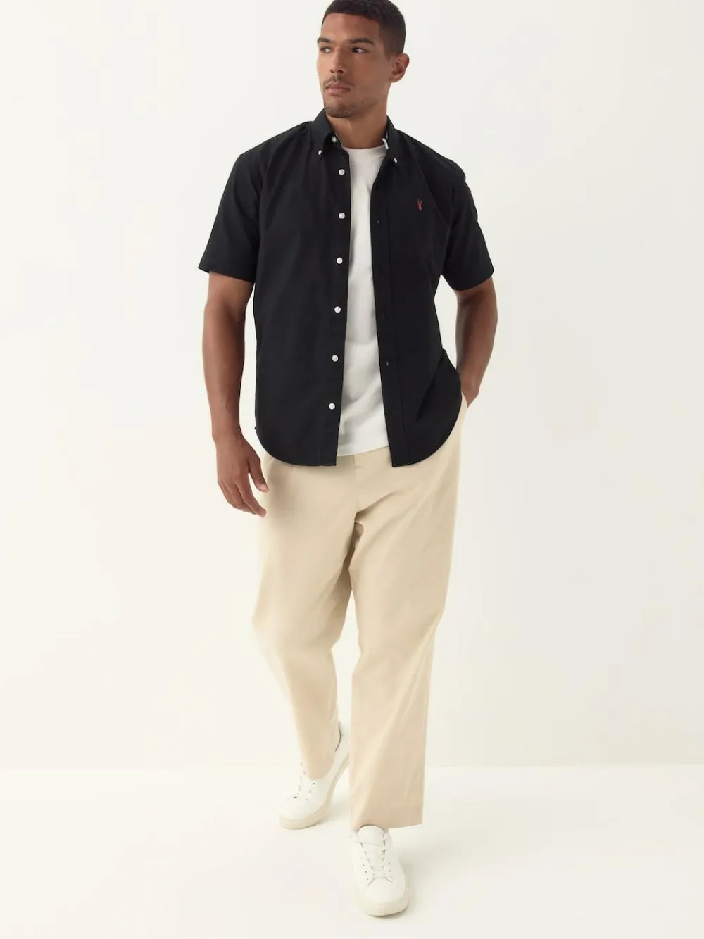 Clearance Next Black Regular Fit Short Sleeve Oxford Shirt