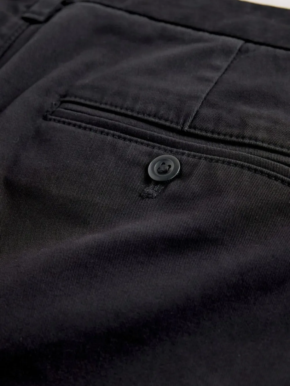 Sale Next Regular Tapered Fit Single Pleated Stretch Chinos Trousers Black