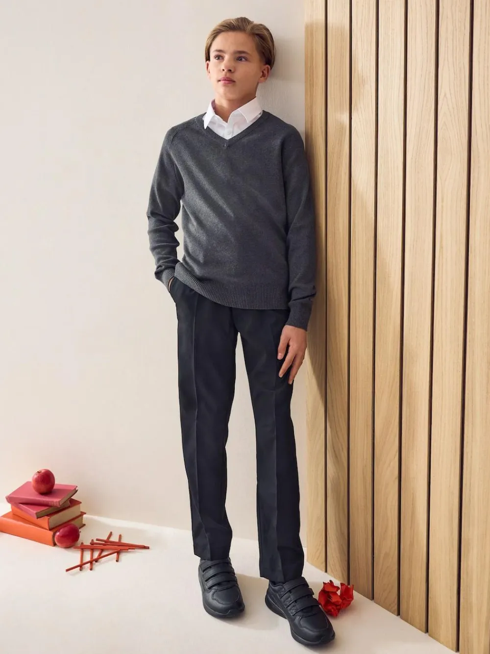 Next Regular Waist School Pleat Front Trousers (3-17yrs)^BOY Joggers|Tznius Pants