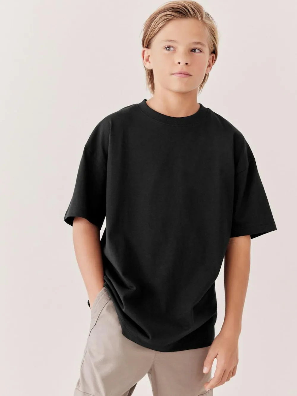 Next Black Relaxed Fit Short Sleeve T-Shirt (3-16yrs)^BOY T-Shirts