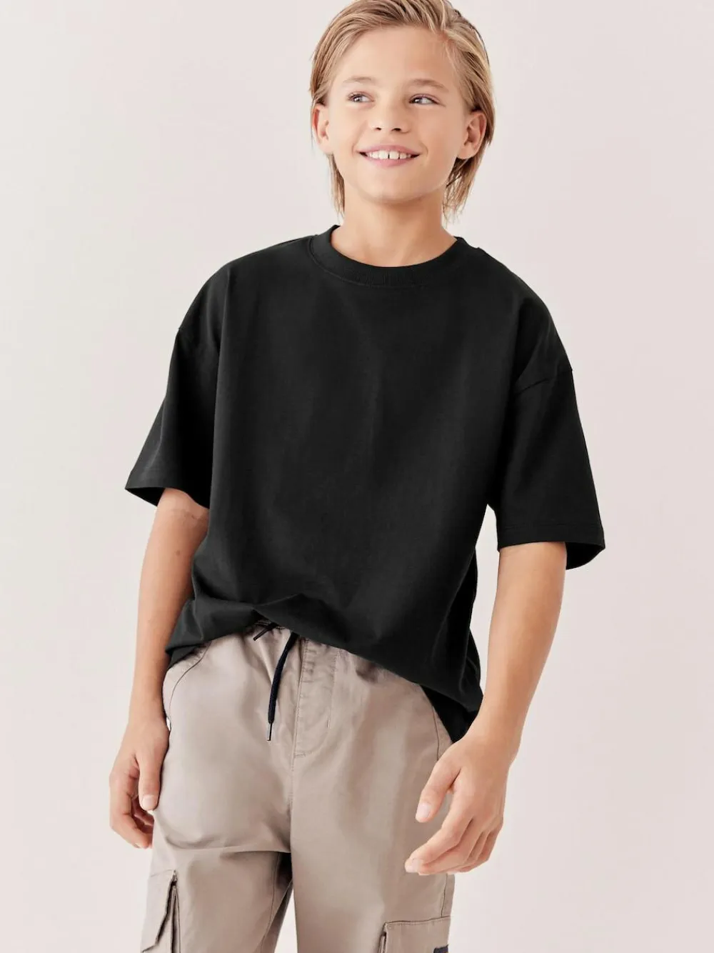 Next Black Relaxed Fit Short Sleeve T-Shirt (3-16yrs)^BOY T-Shirts