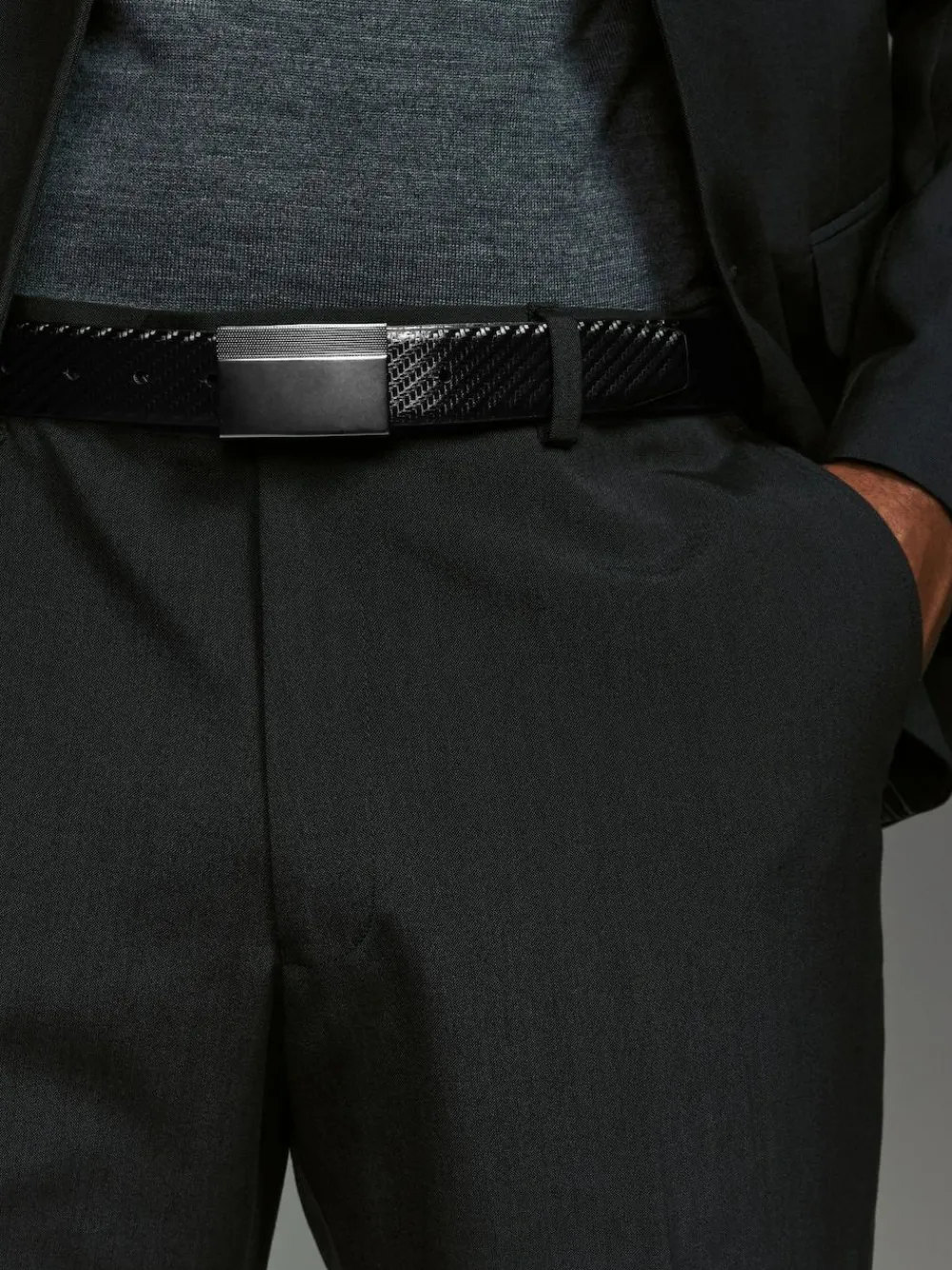 Next Black Reversible Print Smooth Leather Belt